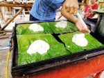 las güirilas se cuecen sobre hojas de plátano